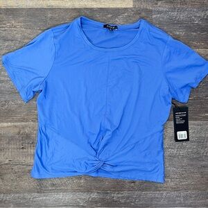 NWT Zobha Blue Short Sleeve Lori twist top shirt size XL B138